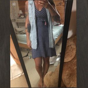 organic stretch material halter dress